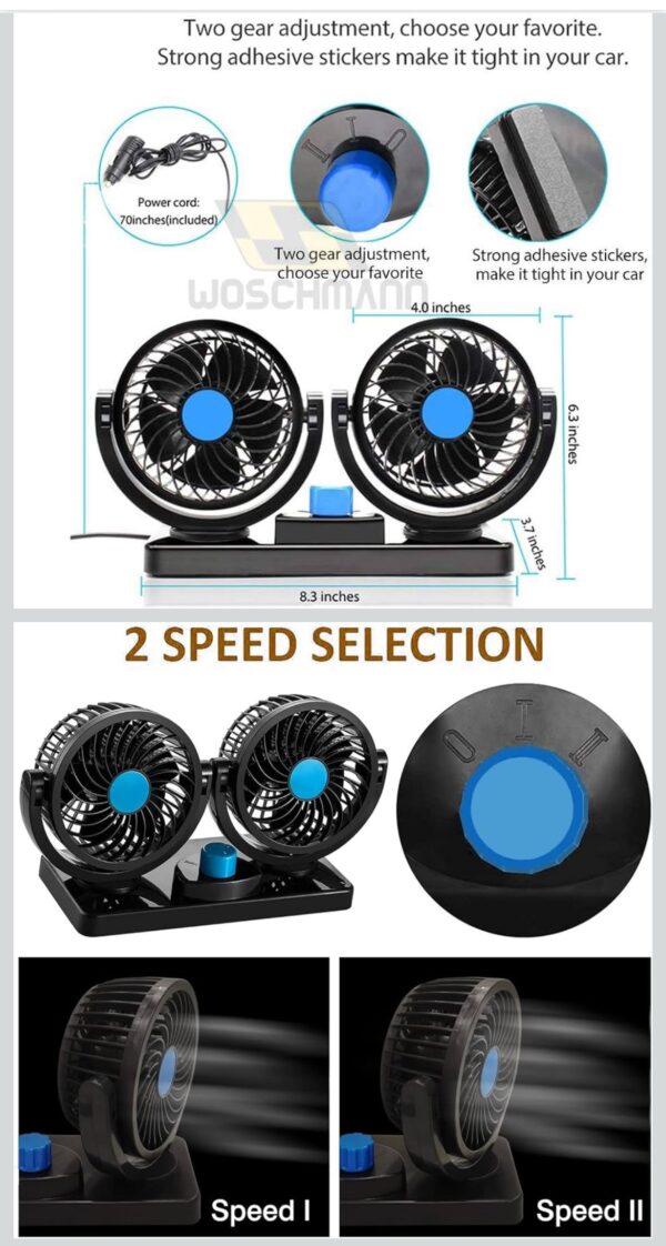 img_6586 Mitchell 12V DC Electric Car Fan for Dashboard, Double Head Cooling Electric Fan, 360 Degree Rotatable Small Fan for Car with 2 Speed Control, ABS Plastic, Dashboard Fan
