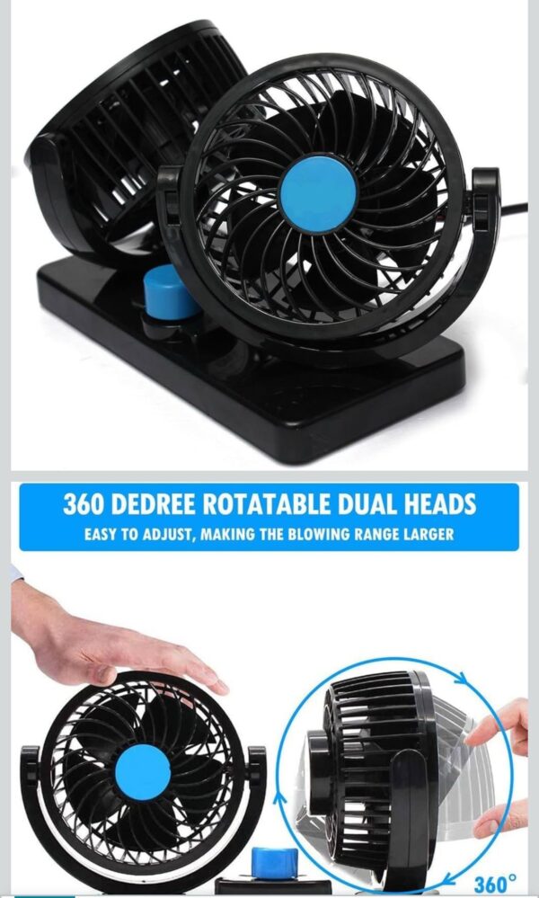 img_6587 Mitchell 12V DC Electric Car Fan for Dashboard, Double Head Cooling Electric Fan, 360 Degree Rotatable Small Fan for Car with 2 Speed Control, ABS Plastic, Dashboard Fan