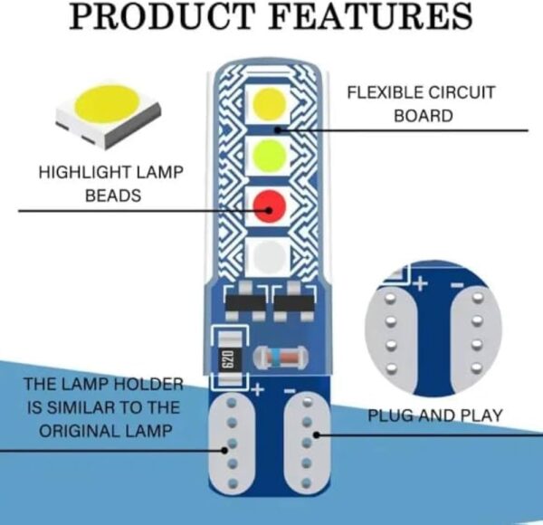 (4-pis) Parking bulb Red Blue flsher/ 12volt red blue parking light- (2 - Jodi) - (4 - पीस)