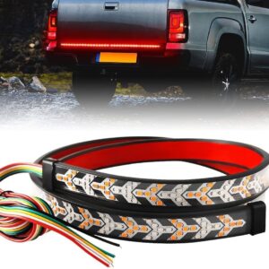 Trunk light 48 inch Sequential Amber Turn Signal Lights Double Flashing Light Truck Tailgate Light Pickup Tail Light Strip Compatible with All Cars, Trucks, SUV, Vans