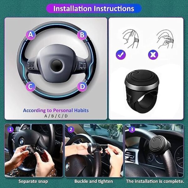 61dzsgxlknl-_ac_uf10001000_ql80_ 3R Mini steering knob || Universal Car Steering Knob, Car Steering Wheel Knob, Steering Wheel Spinner Knob, 360° Rotation Booster (3R Original)