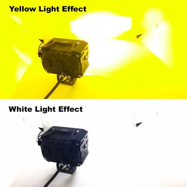 HJG 120W 6-LED Yellow/White Fog Light With 2 Colour Mode Versatile Spot Driving Lamps for Cars, Trucks, Bikes, and Motorcycles (Set of 2)