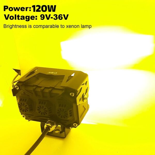 HJG 120W 6-LED Yellow/White Fog Light With 2 Colour Mode Versatile Spot Driving Lamps for Cars, Trucks, Bikes, and Motorcycles (Set of 2)