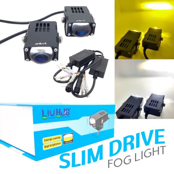 LIU HJG Yellow White Slim Drive Fog Light Universal for Motorcycle & Car