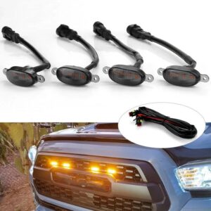 4pcs Yellow Universal Car Front Grille Lights