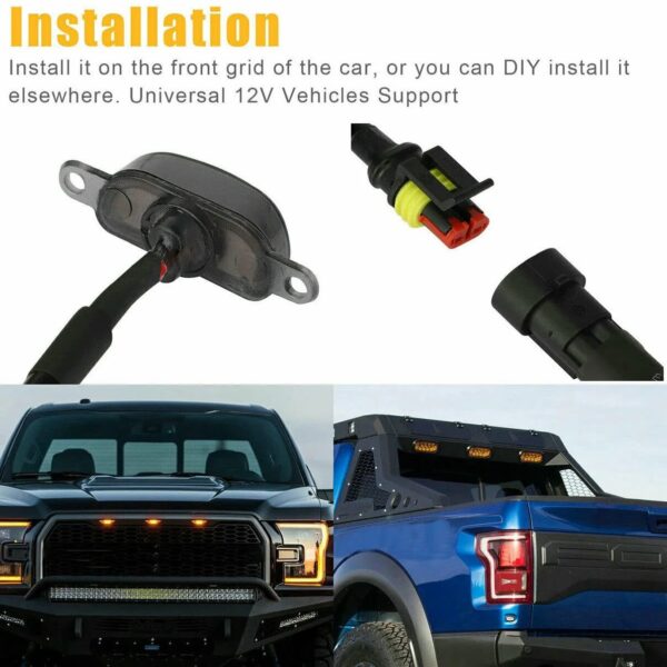 4pcs Yellow Universal Car Front Grille Lights
