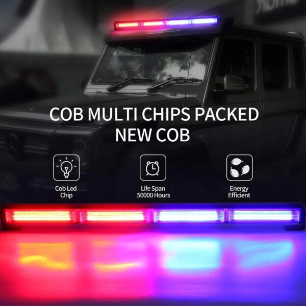 AUTOPOWERZ Led Police Strobe Light Flasher Bar 24 Inch COB 42W LED Lights, safety Flashing Police Light Bars with Cigar Lighter for Police, Trucks, Law Enforcement , Snow Plow, Ambulance, Fire Truck (Police Strobe Light Bar 24 Inch