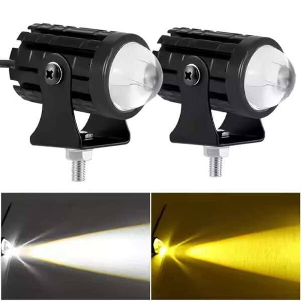 Mini Laser Cannon 8-80V Dual Color Motorcycle Fog Light Led Headlight Mini Driving Light for Motorcycle
