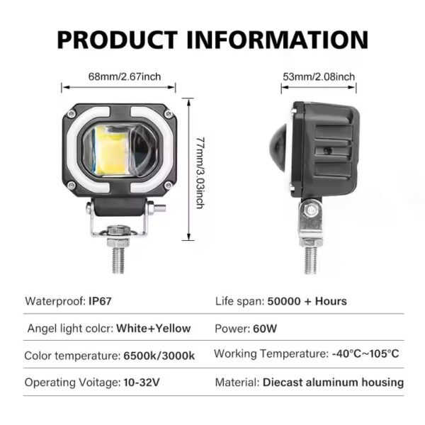 VE LED Motorcycle Lights LED Spotlights 40W Waterproof Auxillary Motorcycle Spot Lights LED Fog/Driving Head Lights