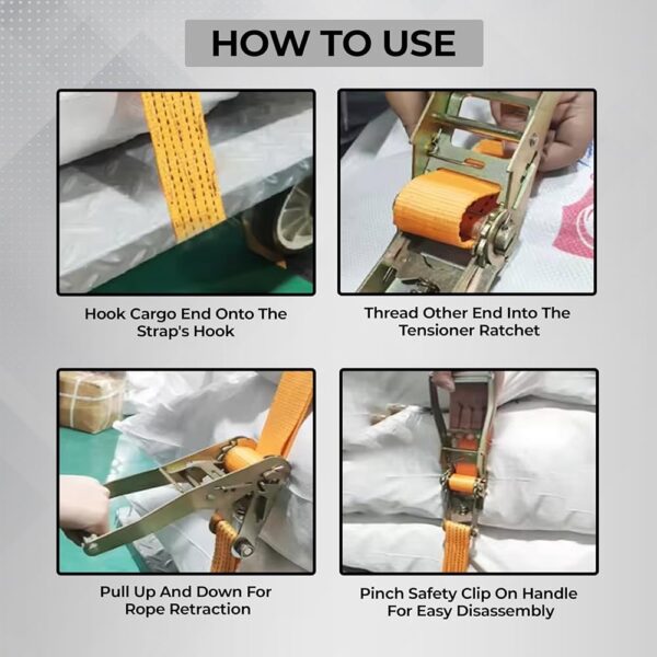 Heavy Duty Ratchet Belt | 50mm x 10mtrs | Material | Double J Hooks Luggage Straps | Wear and Tear Resistant