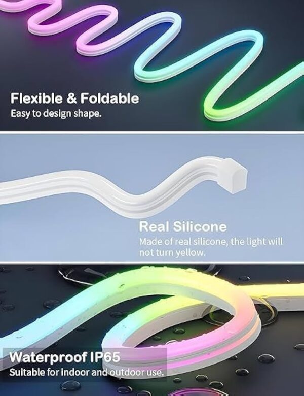 Volt Vision 5 Meters LED Neon RGB Strip Light, Smart App Control, Remote Control, Multi-Colour Magic Lighting with USB, 6 Mounting Clips Music Modes, Custom Colors, Timing, Light Follow Sounds