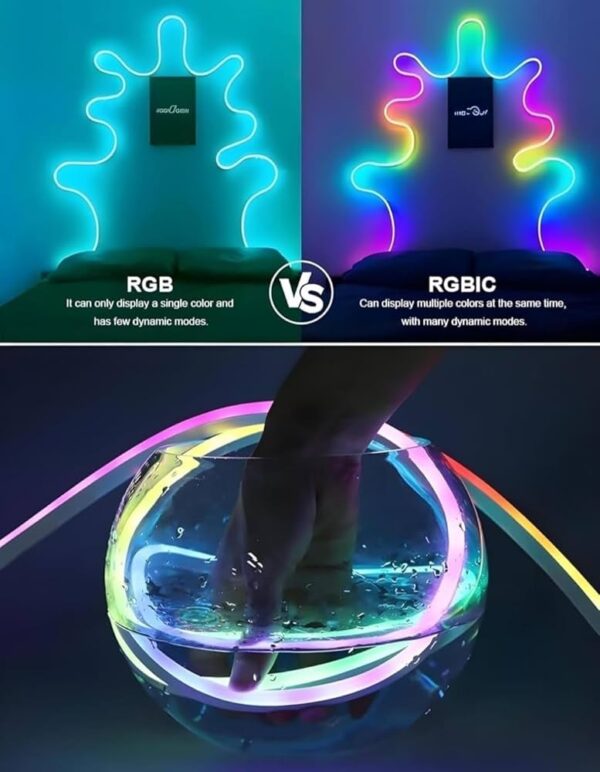 Volt Vision 5 Meters LED Neon RGB Strip Light, Smart App Control, Remote Control, Multi-Colour Magic Lighting with USB, 6 Mounting Clips Music Modes, Custom Colors, Timing, Light Follow Sounds