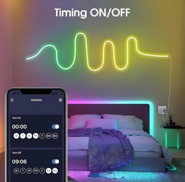 Volt Vision 5 Meters LED Neon RGB Strip Light, Smart App Control, Remote Control, Multi-Colour Magic Lighting with USB, 6 Mounting Clips Music Modes, Custom Colors, Timing, Light Follow Sounds