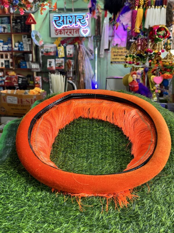 Velvet Heavy Steering Cover (L size) Orange-(16” inch)
वेलवेट हेवी स्टीयरिंग कवर ( L साइज) -(16” - इंच)