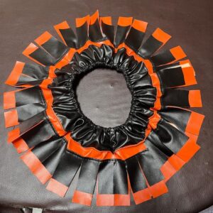 Pure Leather Elastic Steering Cover (Double Colour) [Orange +Black] – Universal Fit लेदर इलास्टिक स्टीयरिंग कवर, डबल कलर [केसरी + ब्लैक]