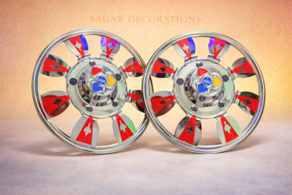 Steel wheel cap cp (15”inch) for bolero, cruiser and R-15 tyre size (set of 2-pis) [Red Colour]स्टील व्हील कैप cp (15” इंच) R-15 टायर साइज के लिये (2 - पीस) [लाल कलर]