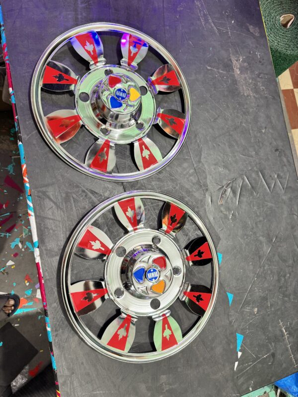 Steel wheel cap cp (15”inch) for bolero, cruiser and R-15 tyre size (set of 2-pis) [Red Colour]स्टील व्हील कैप cp (15” इंच) R-15 टायर साइज के लिये (2 - पीस) [लाल कलर]