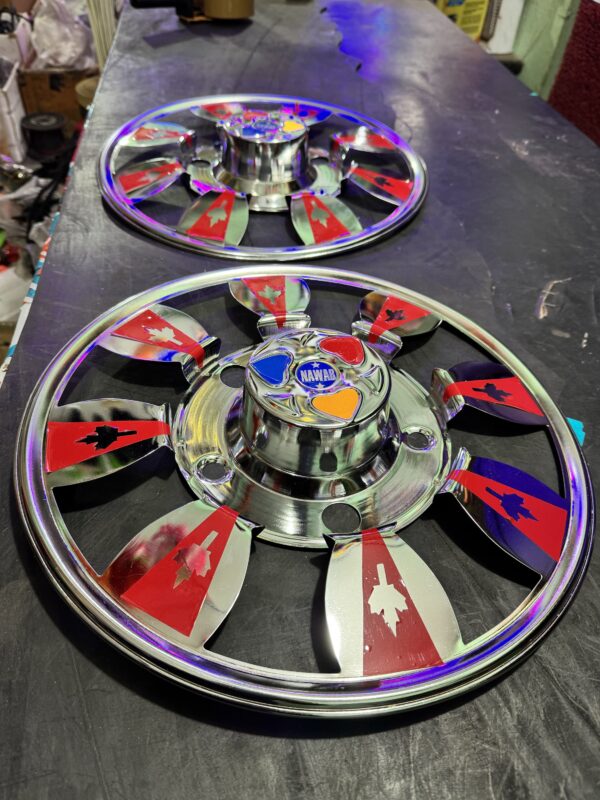 Steel wheel cap cp (15”inch) for bolero, cruiser and R-15 tyre size (set of 2-pis) [Red Colour]स्टील व्हील कैप cp (15” इंच) R-15 टायर साइज के लिये (2 - पीस) [लाल कलर]