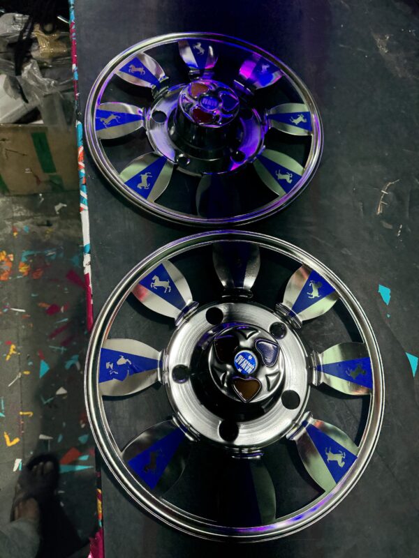 Steel wheel cap cp (15”inch) for bolero, cruiser and R-15 tyre size (set of 2-pis) [*Blue Colour] स्टील व्हील कैप cp (15” इंच) R-15 टायर साइज के लिये (2 – पीस) [*नीला कलर]