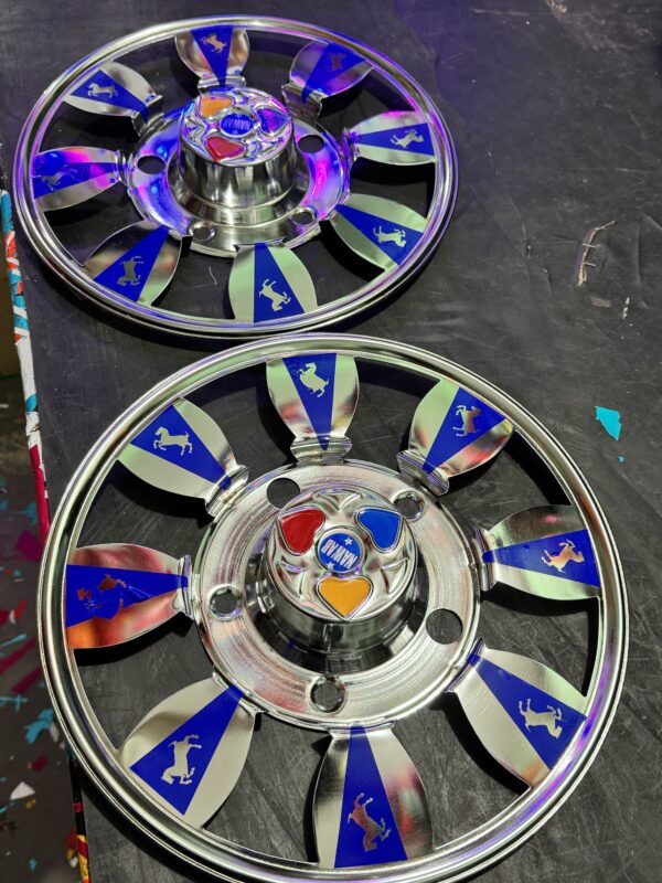 Steel wheel cap cp (15”inch) for bolero, cruiser and R-15 tyre size (set of 2-pis) [*Blue Colour] स्टील व्हील कैप cp (15” इंच) R-15 टायर साइज के लिये (2 – पीस) [*नीला कलर]