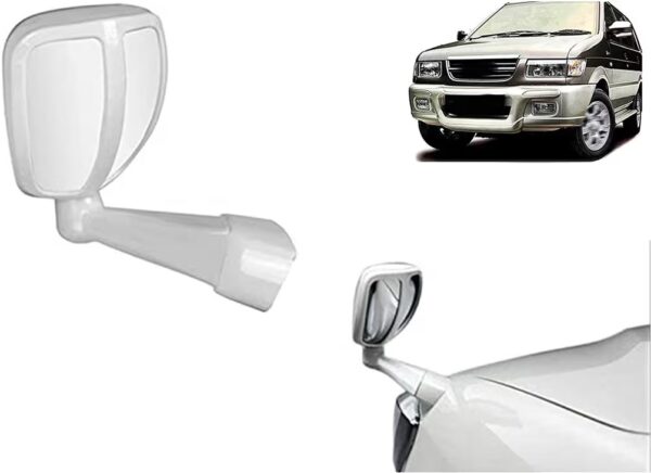 Fortuner Mirror Bonnet Mirror White Colour heavy Quality with Adjustable