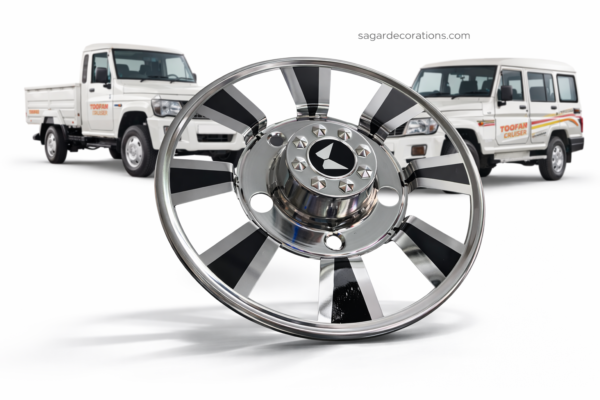 CP Steel Wheel cap For R-15 (5 bolts) tyre size Waterproof, durable and with proper welding material. [2 - Pis] || CP स्टील व्हील कैप R-15 टायर साइज के लिए 5 बोल्ट वाले डिस्क में लग जायेगा. {2 पीस}