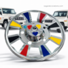 Multi  Colour CP Steel Wheel cap For R-15 (5 bolts) tyre size Waterproof, durable and with proper welding material. [2 - Pis] || मल्टी कलर वाले CP स्टील व्हील कैप R-15 टायर साइज के लिए 5 बोल्ट वाले डिस्क में लग जायेगा. {2 पीस}