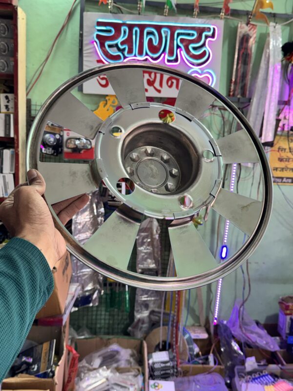 CP Steel Wheel cap For R-15 (5 bolts) tyre size Waterproof, durable and with proper welding material. [2 - Pis] || CP स्टील व्हील कैप R-15 टायर साइज के लिए 5 बोल्ट वाले डिस्क में लग जायेगा. {2 पीस}