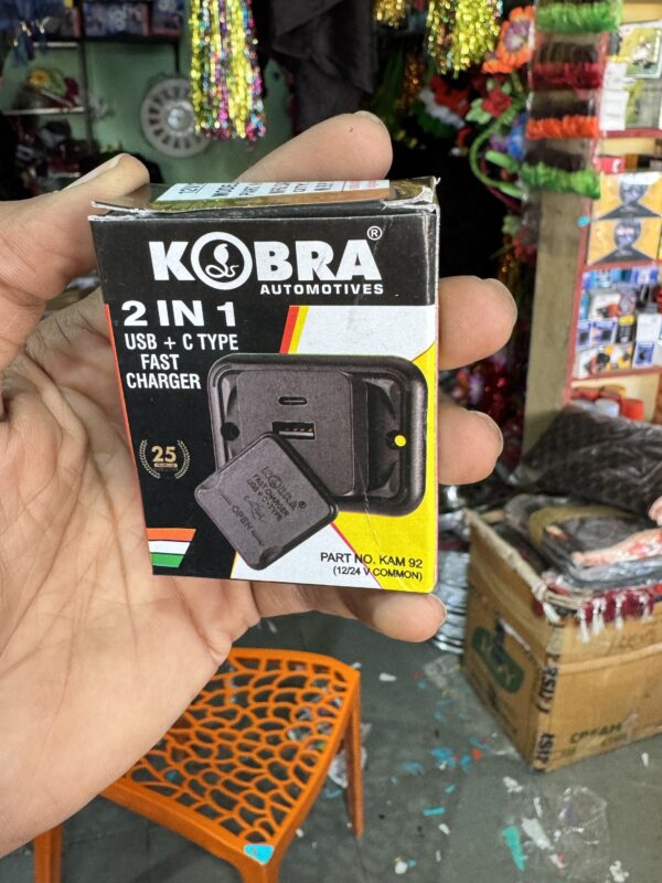 KAM-92 kobra mini usb + c type charger with fast charging support 12/24 volt common