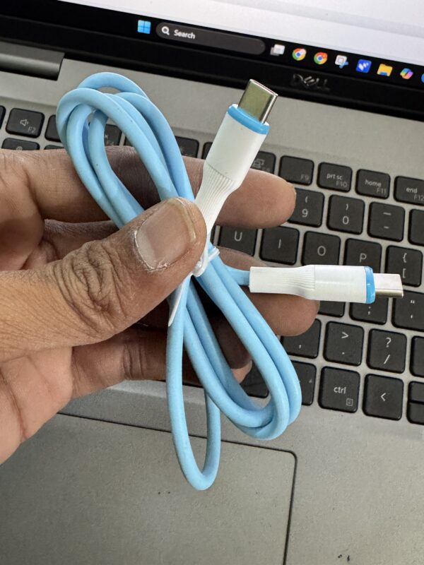 C type to C type 3 feet heavy duty cable for fast charging. C टाइप टू C टाइप 3 फीट हेवी केबल, आपके फ़ोन को फ़ास्ट चार्ज करने के लिये.