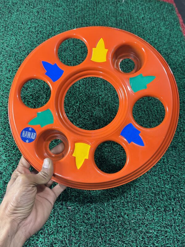 6 Hole wheel cap Orange colour/ full heavy metal and premium Quality (set of - 2 pis)