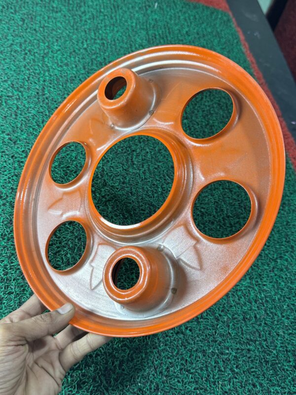 6 Hole wheel cap Orange colour/ full heavy metal and premium Quality (set of - 2 pis)