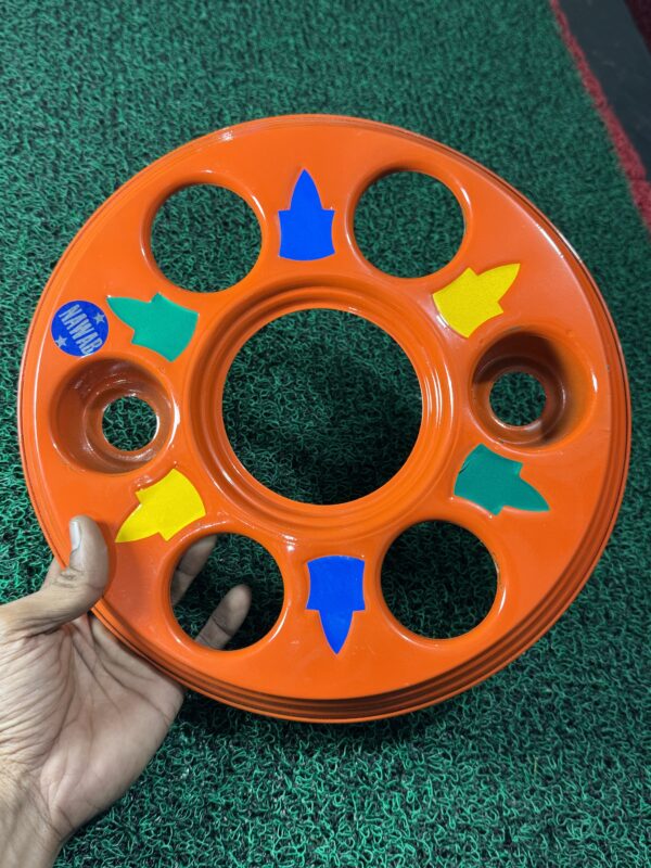 6 Hole wheel cap Orange colour/ full heavy metal and premium Quality (set of - 2 pis)