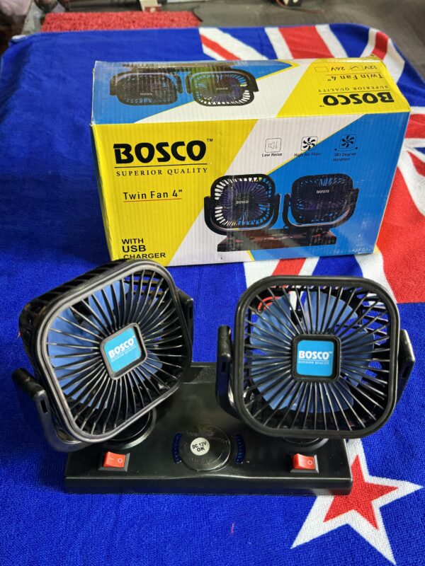 img_2215 Bosco 4” Double Head Fan With 2 USB charging Points, High Air Flow Technology with Copper Motor (Mobile Charging + Fan ) 🔋+💨