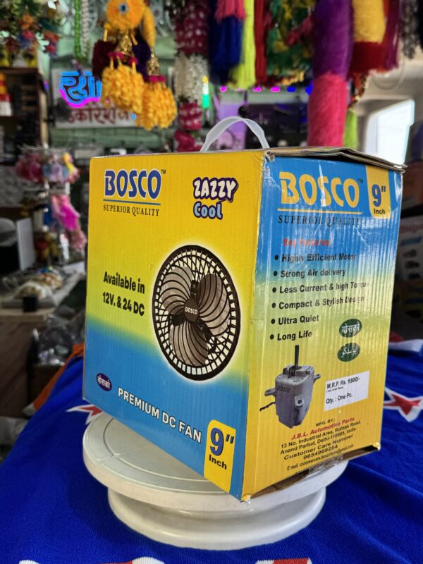 9” Bosco Zazzy Cool 9” Fan (24 volt)(जिस गाड़ी में 2 बैटरी हो उसी के लिये) full heavy and unbreakable Fan with copper motor