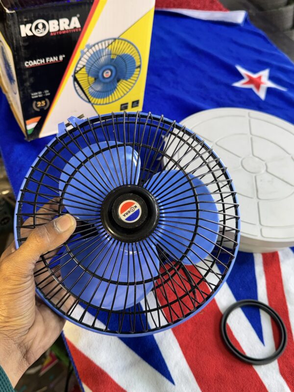 img_2273-2 Kobra Coach Fan 8” inch {24 volt} 3 blade fan Best Air Flow ( copper Motor) (जिस गाड़ी में 2 बैटरी लगी हो उसके लिये)