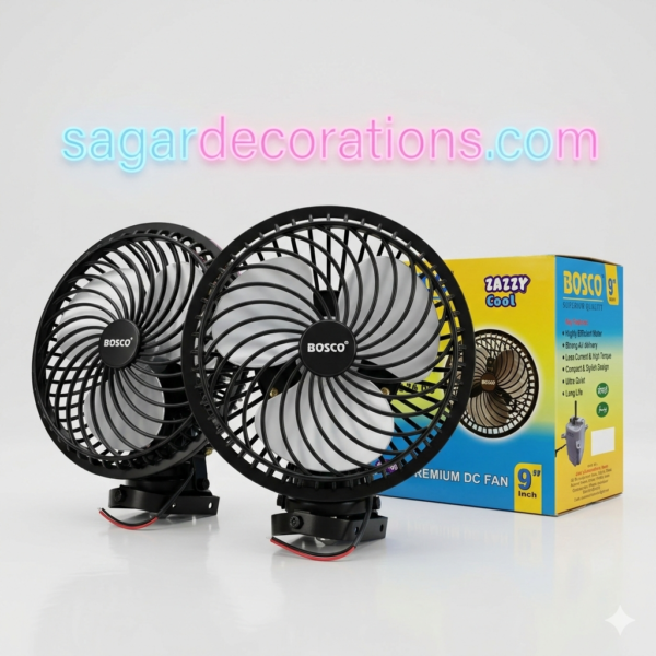 9” Bosco Zazzy Cool 9” Fan (24 volt)(जिस गाड़ी में 2 बैटरी हो उसी के लिये) full heavy and unbreakable Fan with copper motor