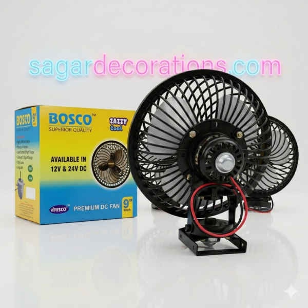 9” Bosco Zazzy Cool 9” Fan (24 volt)(जिस गाड़ी में 2 बैटरी हो उसी के लिये) full heavy and unbreakable Fan with copper motor