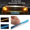 60cm Soft Tube Car LED DRL | Sequential Flow Turn Signal | White Daytime Running Light + Yellow Indicator (Pack of 2) (12 volt)