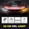60cm Soft Tube Car LED DRL | Sequential Flow Turn Signal | White Daytime Running Light + Yellow Indicator (Pack of 2) (12 volt)