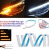 60cm Soft Tube Car LED DRL | Sequential Flow Turn Signal | White Daytime Running Light + Yellow Indicator (Pack of 2) (12 volt)
