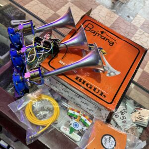 Bajrang 3 pipe horn (40 songs) including Nagin 12/24 volt common / pressure horn/ बजरंग 3 पाइप वाला हॉर्न (40 साँग्स से साथ) 12 वोल्ट 24 वोल्ट दोनों भी गाड़ियो में लग जाएगा!