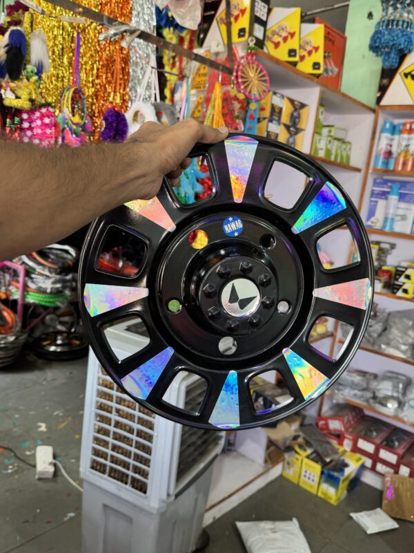 Black Kupa Straight design wheel cap / steel wheel cap / 15” inch size (2 pis inside) ब्लैक स्ट्रेट व्हील कैप 15” इंच साइज में / हेवी क्वॉलिटी 2 पीस आयेगा