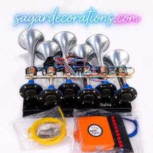 2ad4802a-2173-40f6-96f2-feb877a90cc3-2 Original Bajrang 6 pipe horn {12v / 24v common}(60 songs) with Digital + Piano cutout 12 वोल्ट 24 वोल्ट किसी भी गाड़ी में लग जाएगा
