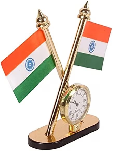 417ias8eqml-_ac_aiweblab1006854t4_fmavif_sf10501050_pq64_-jpg National Flag of India with Watch for Car Dashboard, Gifts, Home, Office, Desk Idol for Decoration of Office (Pack of 1) 4 Inches (Plastic, Multicolor)