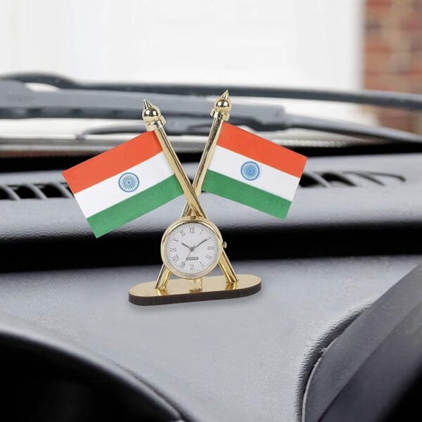 71t8o6e8ayl-_ac_aiweblab1006854t4_fmavif_sf10501050_pq64_-jpg National Flag of India with Watch for Car Dashboard, Gifts, Home, Office, Desk Idol for Decoration of Office (Pack of 1) 4 Inches (Plastic, Multicolor)