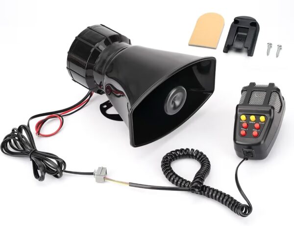 61rxlrzc11l-_ac_aiweblab1400770t2_fmavif_sf10501050_pq64_-jpg 7 Tone Siren Horn Hooter with Mic | Loud Multi Sound Alarm System | Universal Fit for Cars, Trucks, Vans & Bikes| Color - Black 7 Tone Siren Horn Hooter with Mic | 100W PA Speaker System | Remote Control Alarm Buzzer | Emergency Amplifier with Microphone for Cars, Trucks, Vans & Utility Vehicles.