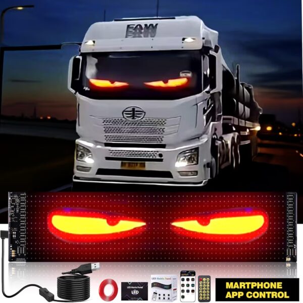 714xiyvsqql-_ac_aiweblab1006854t4_fmavif_sf10501050_pq64_-jpg π Devil Eyes Flexible LED {12volt / 24volt common} Digital Display Light for Car & Truck β Smart APP Control, Devil Eyes Light for Cars, 4.7 * 23.4"/120 * 595mm Programmable Flexible LED Digital Display Smart APP Control Custom Text DIY Pattern, Soft Screen LED Lights for Car Trucks Decor