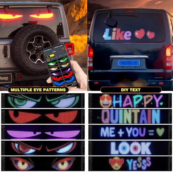 810bdw7wxsl-_ac_aiweblab1006854t4_fmavif_sf10501050_pq64_-jpg π Devil Eyes Flexible LED {12volt / 24volt common} Digital Display Light for Car & Truck β Smart APP Control, Devil Eyes Light for Cars, 4.7 * 23.4"/120 * 595mm Programmable Flexible LED Digital Display Smart APP Control Custom Text DIY Pattern, Soft Screen LED Lights for Car Trucks Decor