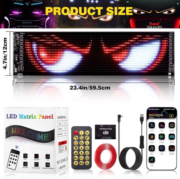 810y2dofhyl-_ac_aiweblab1006854t4_fmavif_sf10501050_pq64_-jpg π Devil Eyes Flexible LED {12volt / 24volt common} Digital Display Light for Car & Truck β Smart APP Control, Devil Eyes Light for Cars, 4.7 * 23.4"/120 * 595mm Programmable Flexible LED Digital Display Smart APP Control Custom Text DIY Pattern, Soft Screen LED Lights for Car Trucks Decor